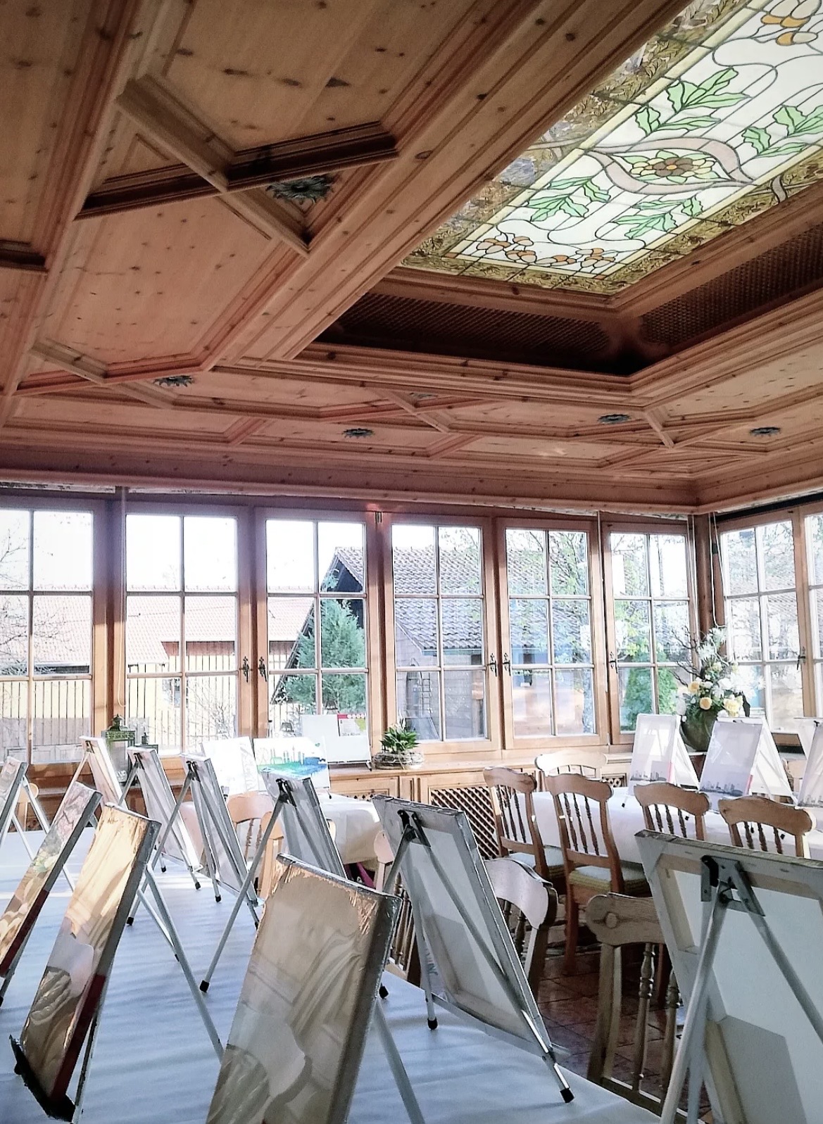 Art workshop studio with easels